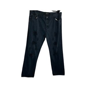 Jeanetix Hova Mens Black Wash Distressed Jeans Size 40